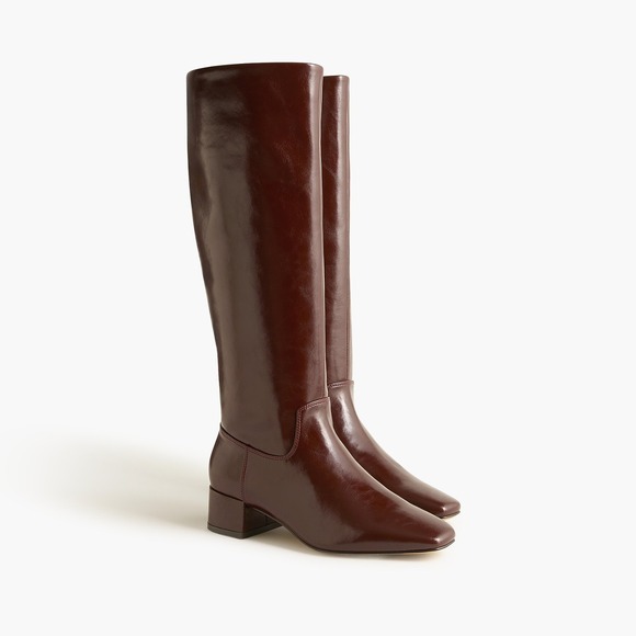 J.CREW Shoes - J. Crew Brown Square-toe Tall Leather Boots Size 7.5